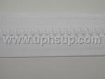ZIP05PW Zippers - Marine #5, White Molded Plastic (PER YARD)