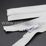 ZIP05WSS48 Zippers - Marine #5, White Molded Plastic, 48" with single slide (EACH)