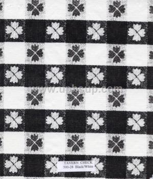 FBT500-28 Tablecloth, Fleece-Backed Vinyl  Black/White Tavern Check, 54" (PER YARD)