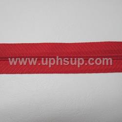 ZIP3N07BR10 Zippers - #3 Nylon, Bright Red, 10 yds. with 10 gold slides (PER ROLL)