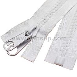 ZIP05WDS48 Zippers - Marine #5, White Molded Plastic, 48" with double slide (EACH)
